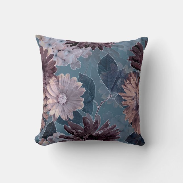 Coussin Violet monochrome : Aquarelle Florale sans couleur (Recto)