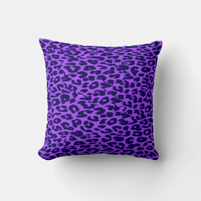 Coussin Violet motif léopard fourrure abstraite (Recto)