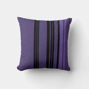 Coussin Violet, noir Vintage rayures Art Design Abstrait