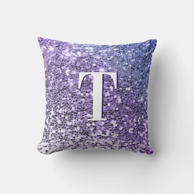 Coussin Violet Ombre Chunky Parties scintillant Monogramme (Recto)
