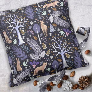 Coussin Violet/or de bois d'hiver ID785