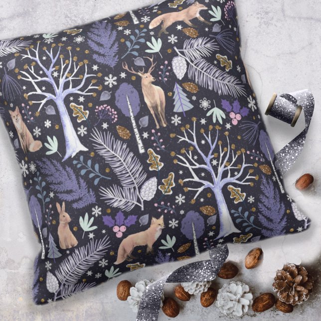 Coussin Violet/or de bois d'hiver ID785 (Créateur téléchargé)
