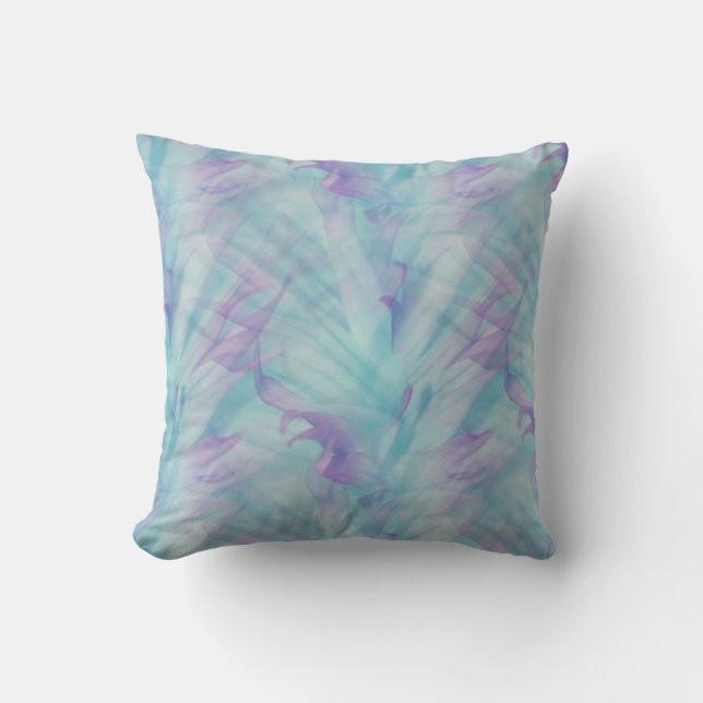 Coussin Violet pastel et bleu abstrait (Recto)
