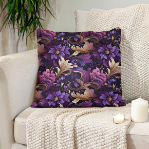Coussin Violet Pourpre Mauve Or Orné Baroque
