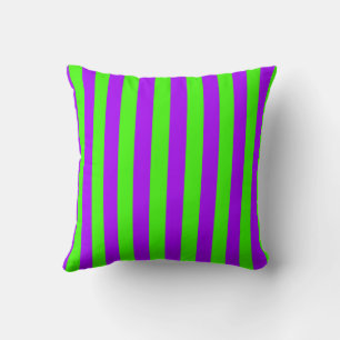 Coussin Violet Psychédélique Électrique Et Vert Arlequin