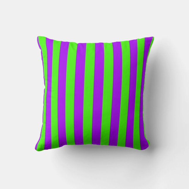 Coussin Violet Psychédélique Électrique Et Vert Arlequin (Verso)