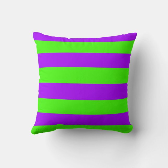 Coussin Violet Psychédélique Électrique Et Vert Arlequin (Verso)