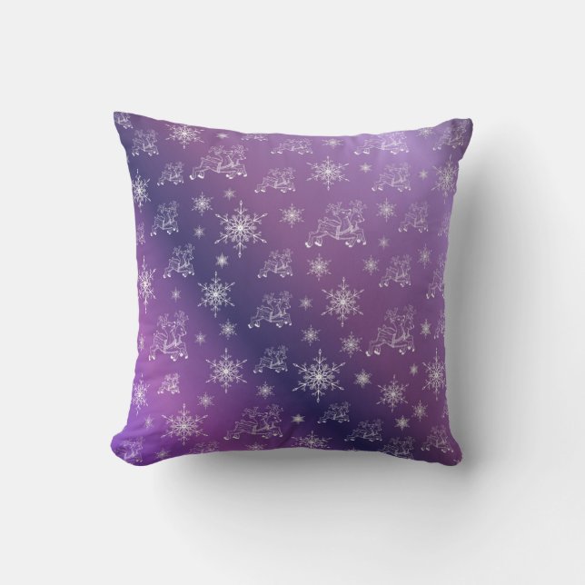 Coussin violet, rennes, étoile, étoiles, flocon de neige,  (Recto)
