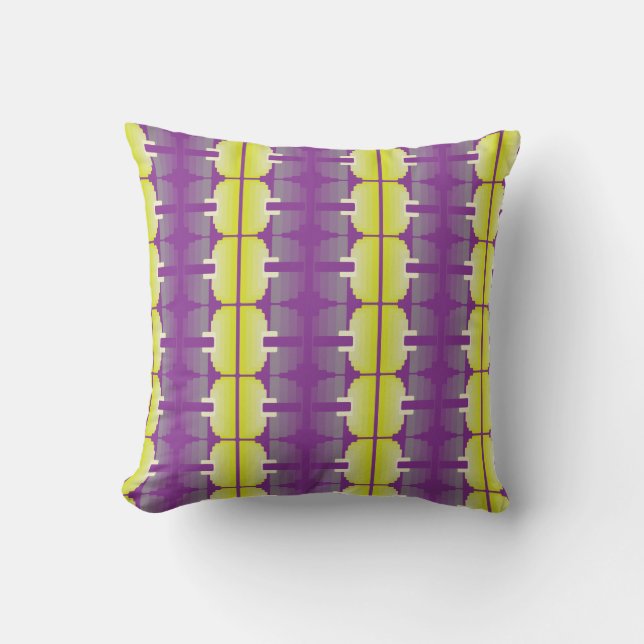 Coussin Violet rétro et jaune (Recto)