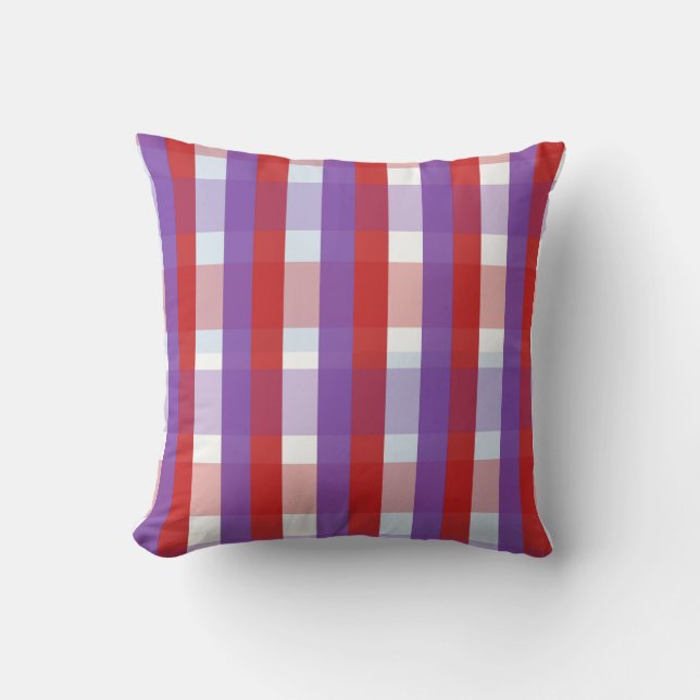 Coussin Violet, rouge et rose En vichy Motif (Recto)