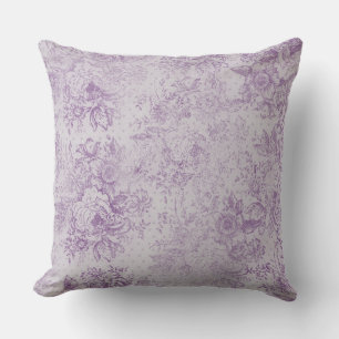 Coussin violet rustique, chic shabby, fleurs de lavande p