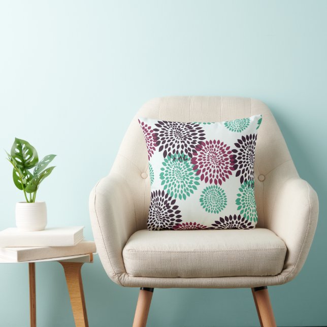 Coussin Violet turquoise violet violet Art déco maman Moti (Chaise)