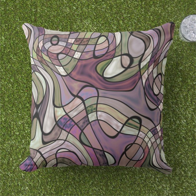 Coussin Violet violet déformé Motif Carré tordu (Herbe)