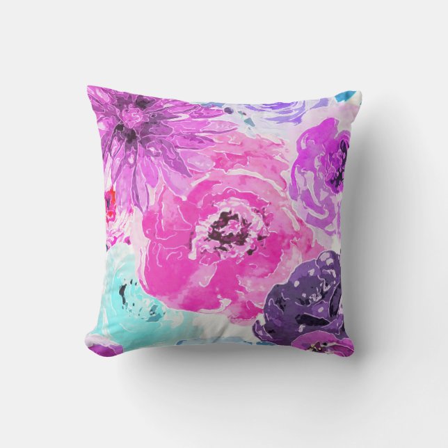 Coussin Violet Vivace Fleurs Florales Bold Rose Violet Chi (Recto)