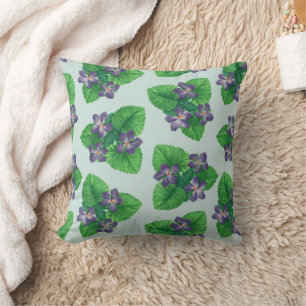 Coussin Violettes en verre de mer bleu
