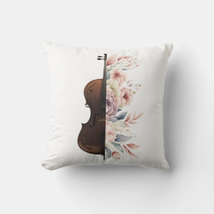 Coussin Violon aux fleurs.