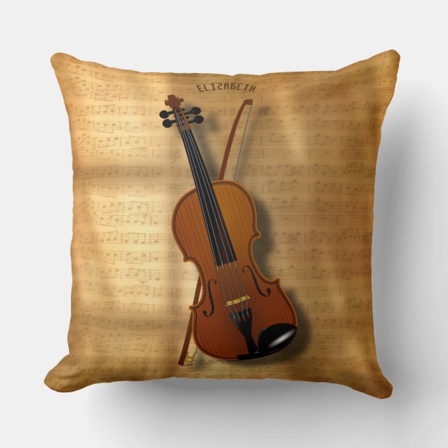 Coussin Violon Classique vintage Avec Bow (Recto)