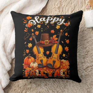 Coussin Violon de Thanksgiving d'automne Feuilles d'automn