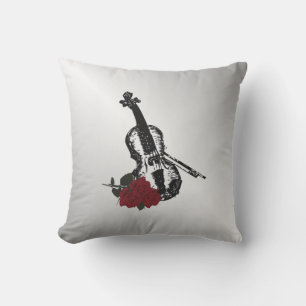 Coussin Violon et Roses Argent
