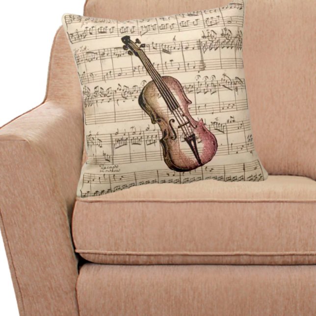 Coussin Violon vintage et Partition (Créateur téléchargé)