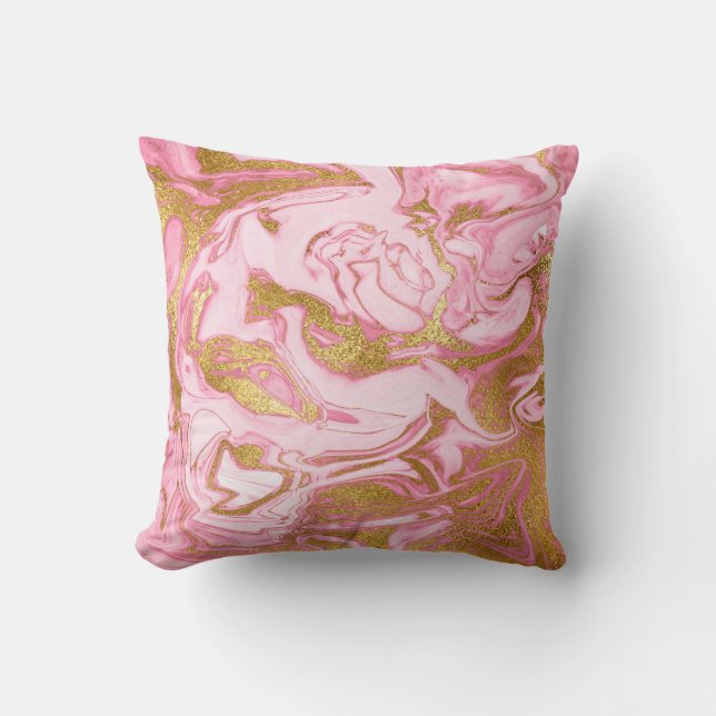 Coussin Vip Marbre blanc en or rose profond Pastel (Recto)