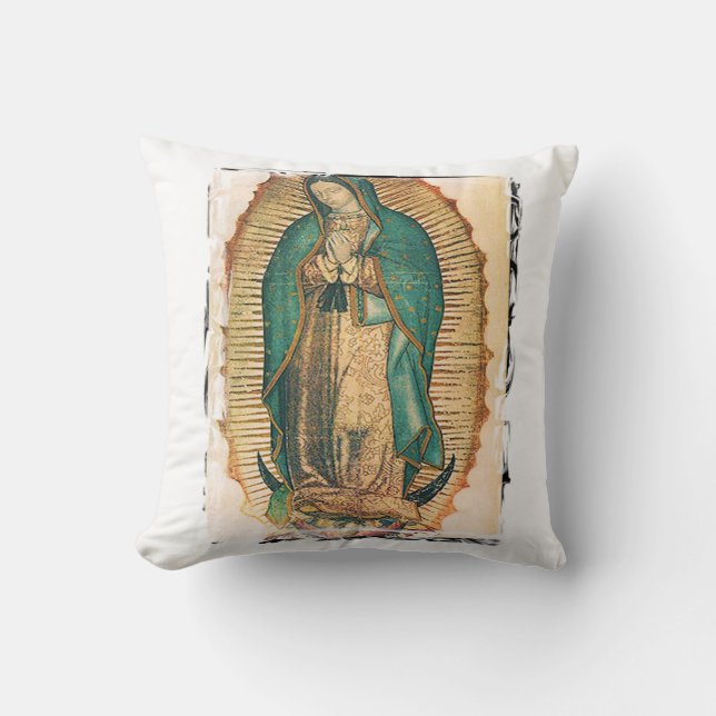 Coussin Virgen De Guadalupe avec le cadre rocailleux (Recto)