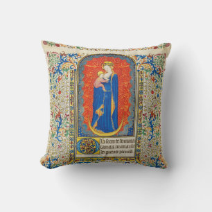 Coussin VIRGIN AVEC ENFANT ET ANGELS Antique Fleurs