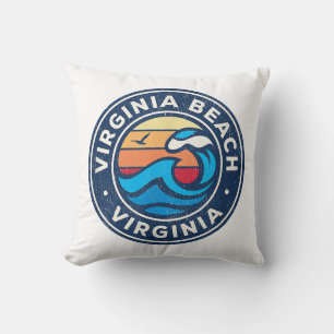 Coussin Virginia Beach Virginia VA Vagues marines Vintages