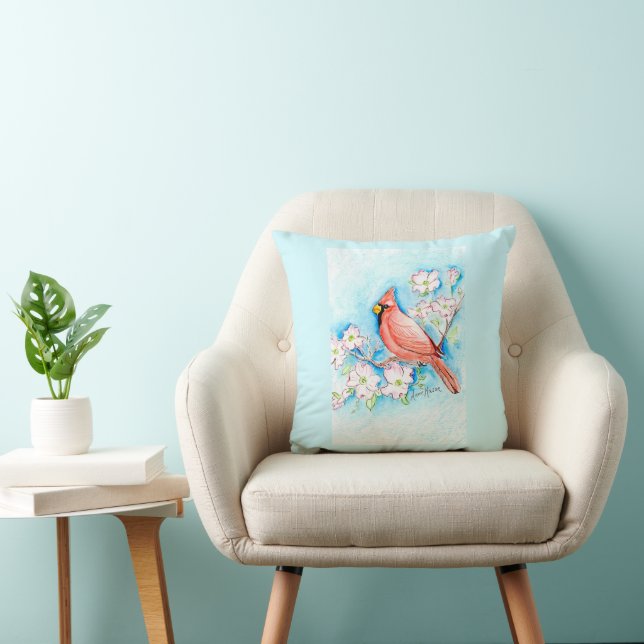 Coussin VIRGINIE - Oiseau et fleur de l'État (Chaise)
