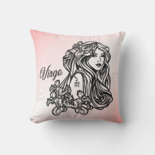 Coussin Virgo La Vierge Zodiac rose