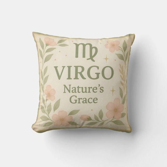 Coussin Virgo Watercolor Pillow – Soft Floral Zodiac Home  (Recto)