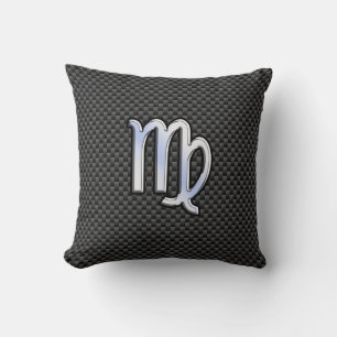 Coussin Virgo Zodiac Sign on Charcoal Carbon Fiber Style