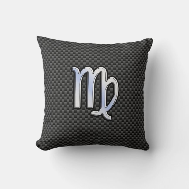 Coussin Virgo Zodiac Sign on Charcoal Carbon Fiber Style (Recto)