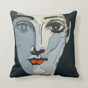 Coussin Visage abstrait dans le bleu