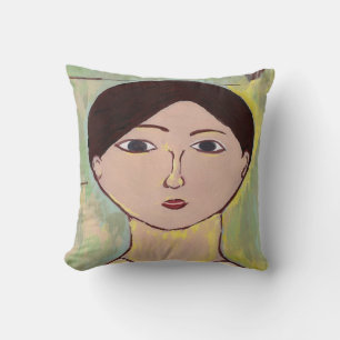 Coussin Visage Abstrait en bleu