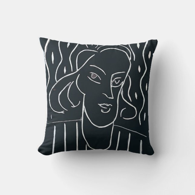 Coussin Visage Abstrait en noir (Recto)