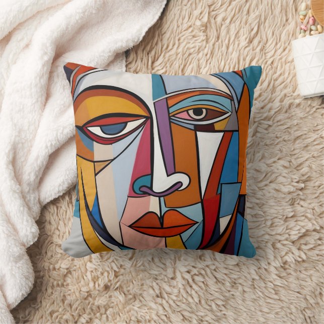 Coussin Visage Abstraite de formes colorées (Couverture)