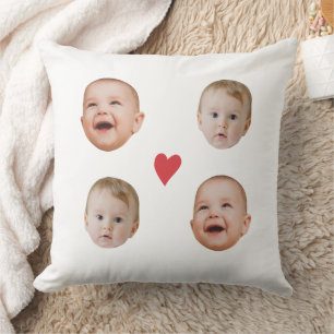 Coussin Visage de Bébé Personnalisé avec des Cœurs 2 Photo