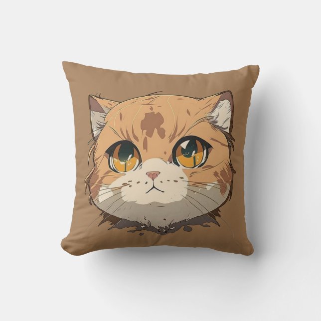 Coussin Visage de chat d'Anime (Recto)