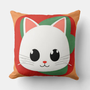 Coussin Visage de chat de dessin animé mignon avec design