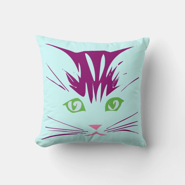 Coussin Visage de chat mignon de dessin animé Kawaii (Recto)