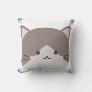 Coussin Visage de chat mignon Kawaii