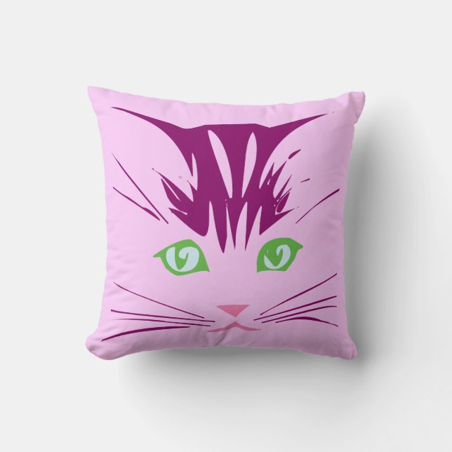 Coussin Visage de chat mignon kawaii de dessin animé doux (Recto)