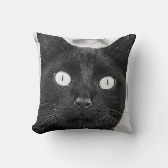 Coussin Visage de chat noir (Recto)