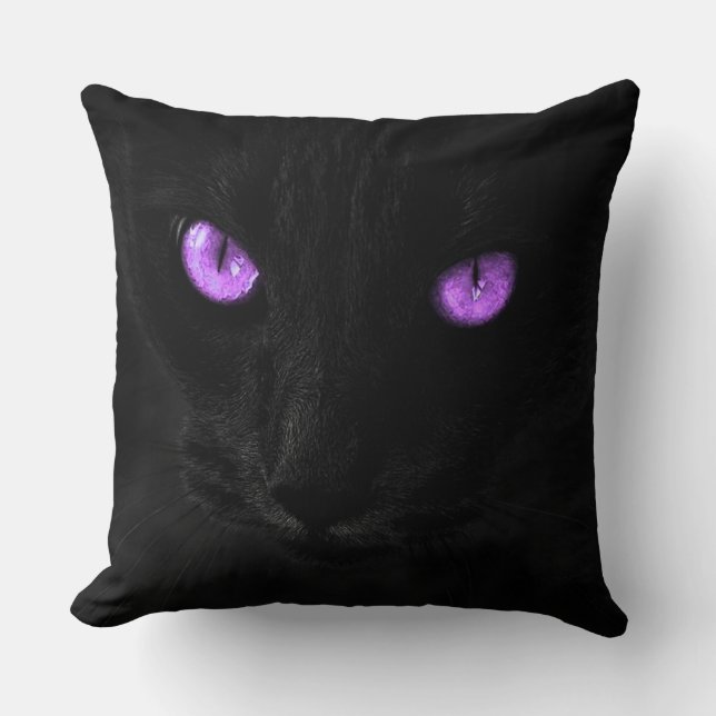 Coussin Visage de chat noir (Recto)