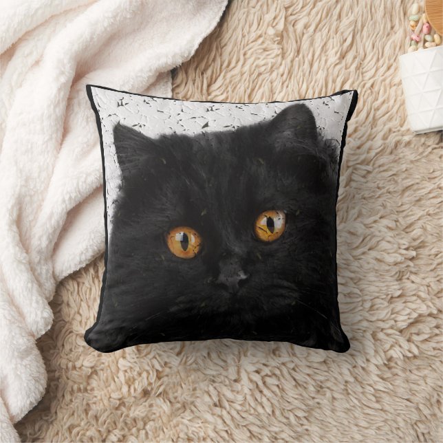 Coussin Visage de chat persan noir (Couverture)
