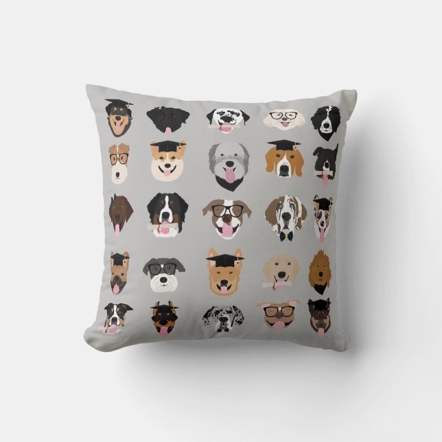 Coussin Visage de chien de fin d'études (Recto)