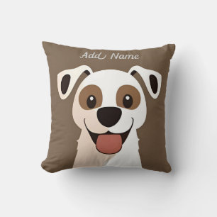 Coussin Visage de Chien Heureux Drôle pour Chambre d'Enfan