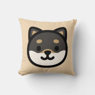 Coussin Visage de chien Shiba Inu noir mignon