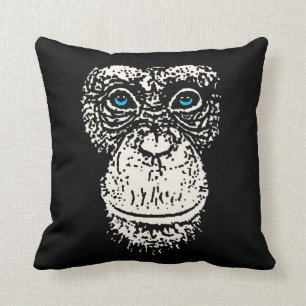Coussin Visage de chimpanzé avec des yeux bleus